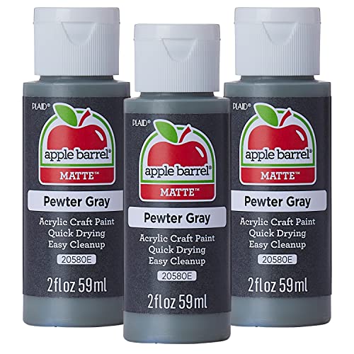 Apple Barrel Acrylic Paint, Pewter Grey (Pack of 3) 2 oz, 20580EA- (Pack of 3)