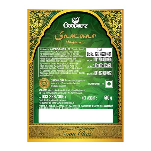 Image of GOODRICKE Samovar Original Noon Tea - 500 gm | 100% Organic & Natural Kashmiri noon tea Loose Leaves | Chai Patti for Freshness | Richer Taste And Flavoured | Irresistible Aroma