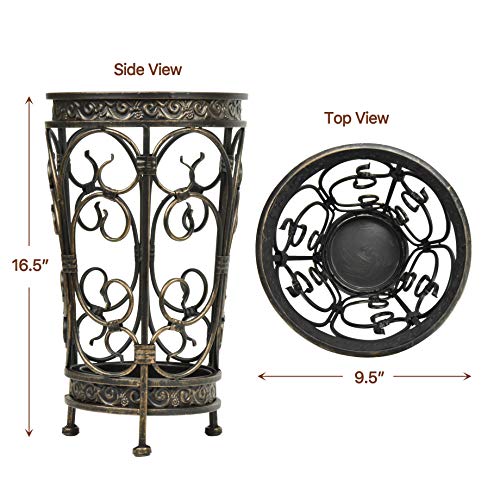 Dualplex Super Quality Umbrella Stand, Umbrella Holder, Antique Look Metal, Entry Hallway Décor, Round Style, w/Removable Drip Tray. Home, Office Decoration Rack Holds Umbrellas Canes Walking Sticks - Thumbnail 3