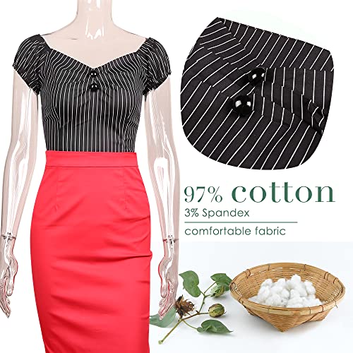 Image of YARN & INK Women's Rockabilly Tops 1950s Pinup Shirt Casual Off Shoulder Vintage Blouse