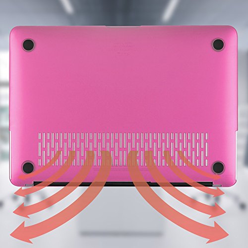 Kuzy MacBook Air 13 inch Case A1466 A1369 Soft Touch Cover for Older Version 2017, 2016, 2015 Hard Shell - Neon Pink
