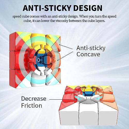 Image of FMOUR 2 Pack 3x3 Speed Cube Set - Stickerless Magic Cubes Pack Bundle | Moyu Meilong 3C, Fast Turning, Smooth, Birthday Party Gifts, Vivid Colour, Puzzle Game, Brain Toy for Kids and Adult