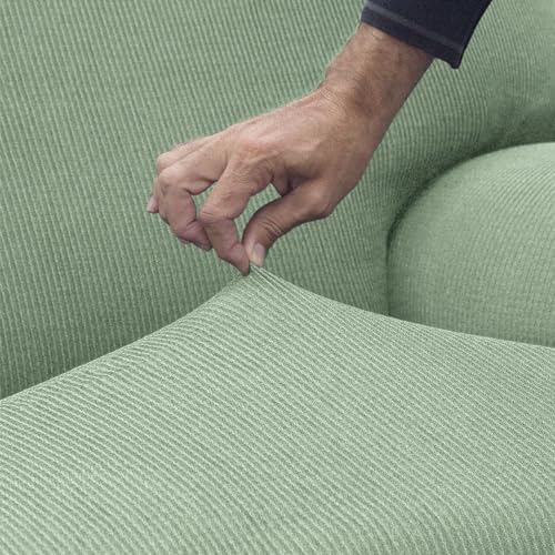 FAVERTI® Elastischer Sofabezug für 2-Sitzer von 140 bis 180 cm | Modell Reale | Türkis | Sofaüberwurf | hochwertiger Jacquard-Stoff in Baumwolloptik