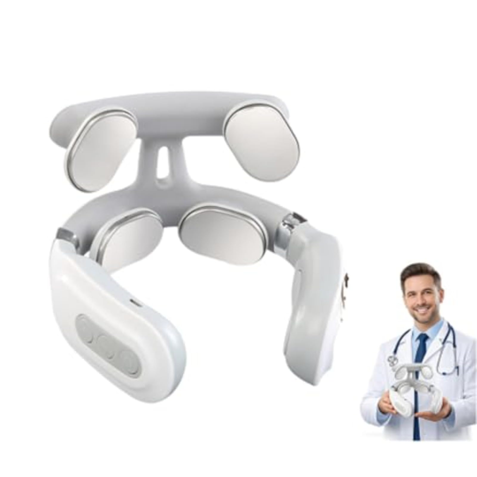 Restify Pro Masajeador Cervical Con Cuatro Cabezales De Calor, Alivia Dolor Y Tensión Muscular, Apagado Automático 15 Min, Diseño Portátil, Ideal Para Hogar, Oficina Y Viajes. (1 Pcs)