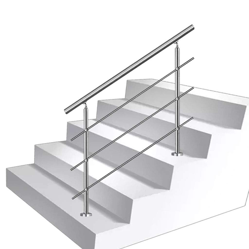Main courante escalier extérieur anti-glisse, kit rampe inox pour marches dangereuses