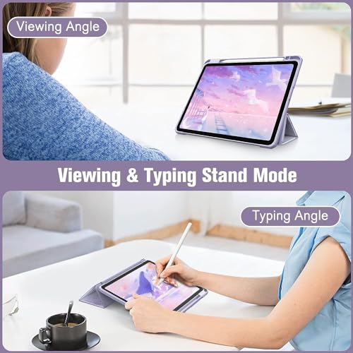 Image of ProElite Case Cover for Apple iPad (A16) 11th /10th Generation (2025 /2022), Transparent case Cover with Pencil Holder for iPad 11th /10th Gen 2025 /2022, Marble Purple