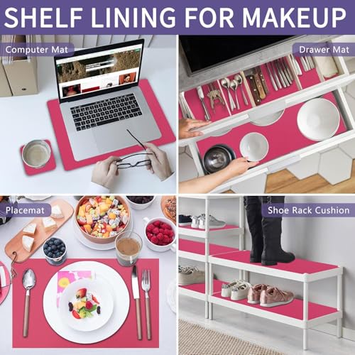 Image of Crasts Multipurpose Super Strong EVA Anti-Slip Kitchen Mats for Cupboard | Washable Shelf Liners for Kitchen Shelves, Cabinet Placemats (Pink, 45W x 500L cm (5L m))