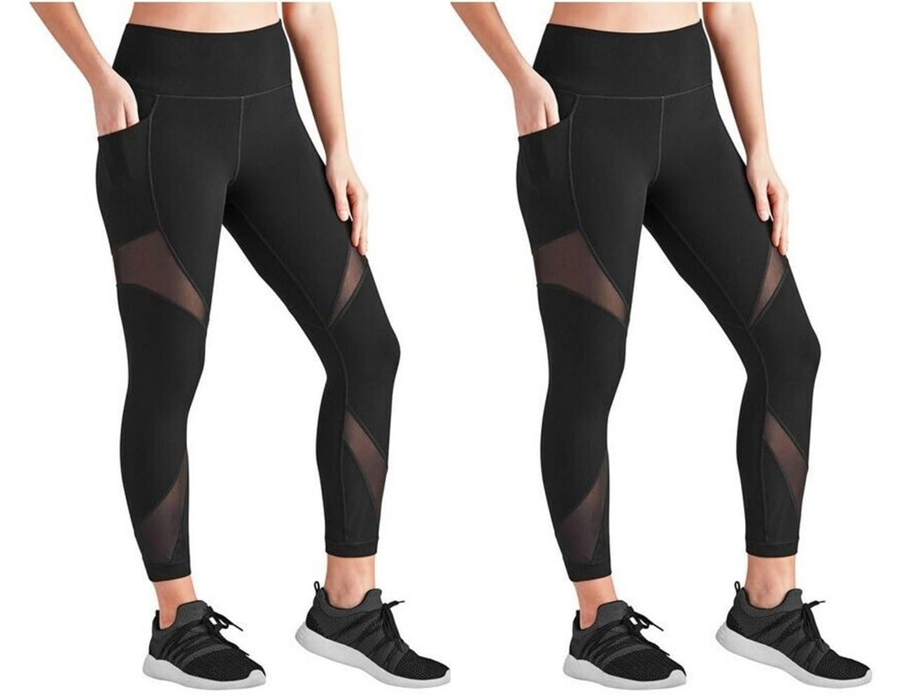 Members Mark Compression Athletic Ankle Legging with Pockets Black Soot, Large 2-Pack