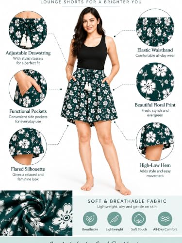 Image of B STORIES Women's Flared Shorts - Culottes with Pockets|Soft Viscose Lounge & Beach Wear|Mid-Rise Elastic Waistband|Casual Indo-Western Half Pants|Summer Resort & Everyday Wear for Women
