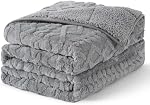Topblan Weighted Blanket for Adults, 48" x 72" 15lbs, Soft Sherpa Twin Size Heavy Blanket with 3D Jacquard Flannel Fleece Weighted Blankets for Couch and Bed