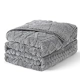 Topblan Weighted Blanket for Adults 15lbs, Soft Comfy Fleece Weighted Blankets with Shaggy Sherpa, Classy Jacquard Heavy Blanket for Couch and Bed, 48 x 72 inches