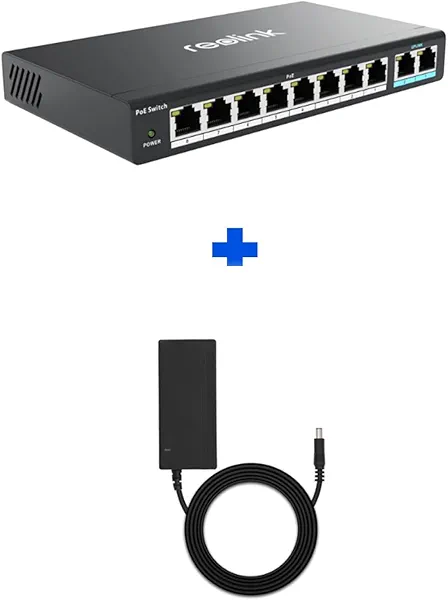 Reolink PoE Switch with 8 Ports, 120W for All Ports, Ideal for Reolink NVR and PoE Cameras, Bundle with Power Adapter, 52V/2.3A 120W Compatible with RLN8-410