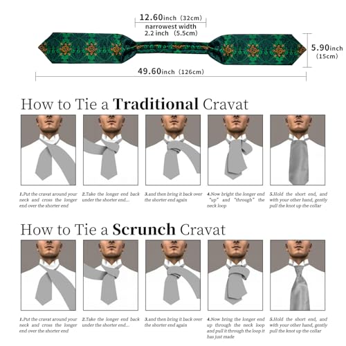 Image of DiBanGu Mens Silk Ascot Ties Paisley Jacquard Woven Cravat and Pocket Square Cufflinks with Lapel Pin for Business Wedding