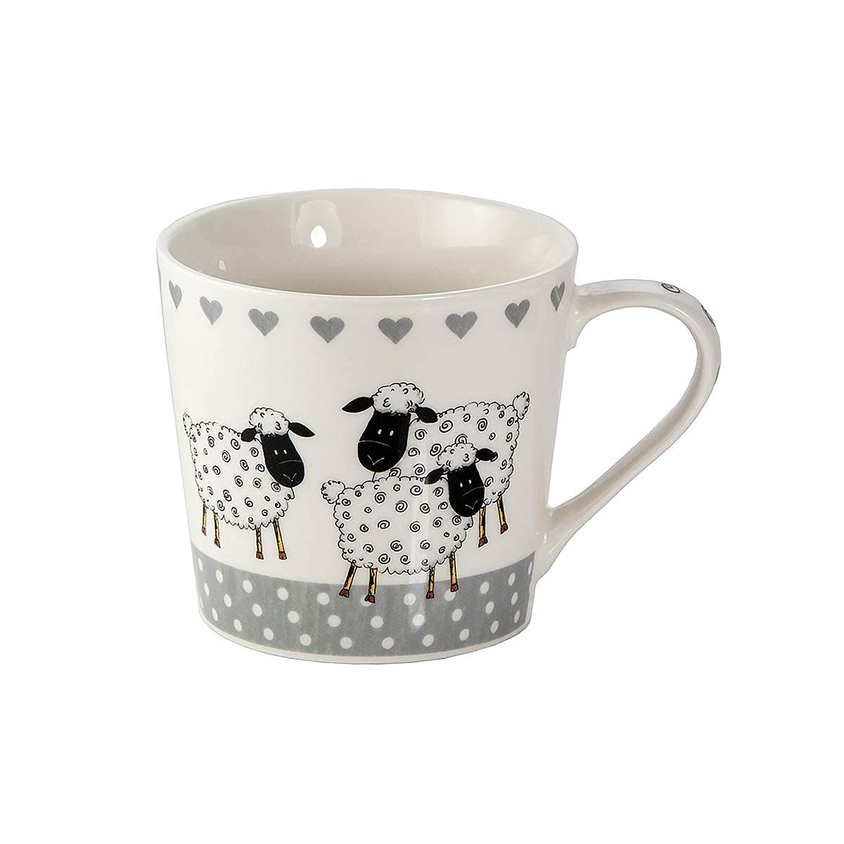 SPOTTED DOG GIFT COMPANY Kubki do kawy, zestaw 4 filiżanek śniadaniowych, kubki owcze, ceramiczny kubek do herbaty i kawy, prezent dla miłośnika owiec, 380 ml/13oz