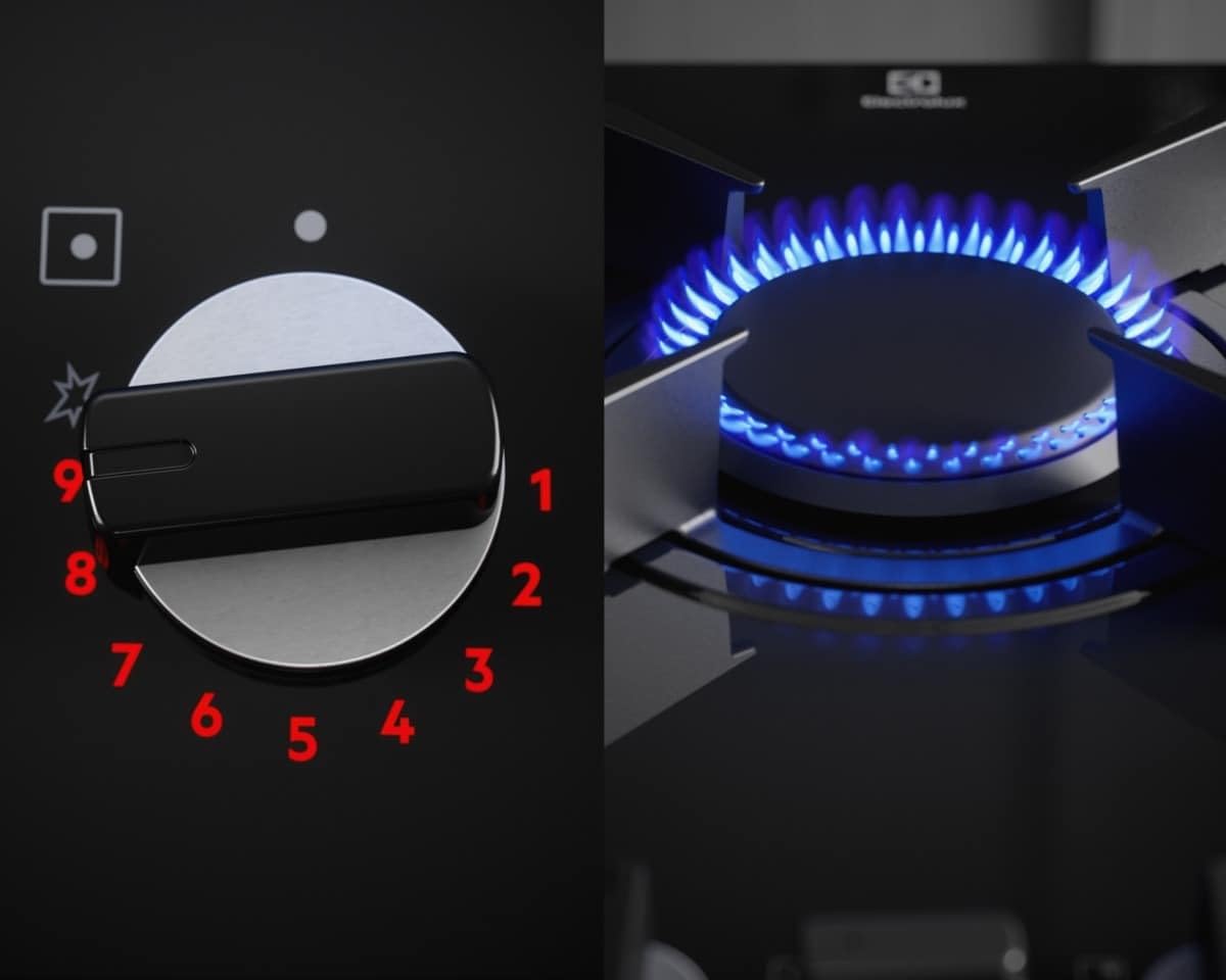 KGG753723L - Piano Cottura 5 Fuochi Gas 75 cm in Vetro Nero