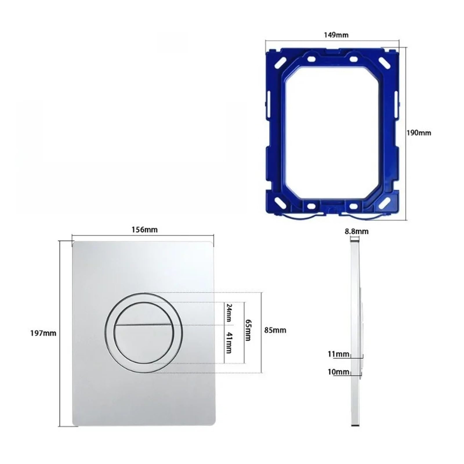 Compatible Con Grohe GD2, Placa De Descarga Doble Neumática De 156×197 Mm | 38966 / 38732 / 38506, actuador de patín neumático, cisterna empotrada, bañera, modernización, ajuste a presión