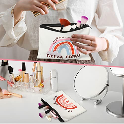 Pinkunn YLI-PINKUNN-71 16 Pieces Rainbow Canvas Cosmetic Bag Bulk Inspirational Quotes Makeup Bags thumb #5