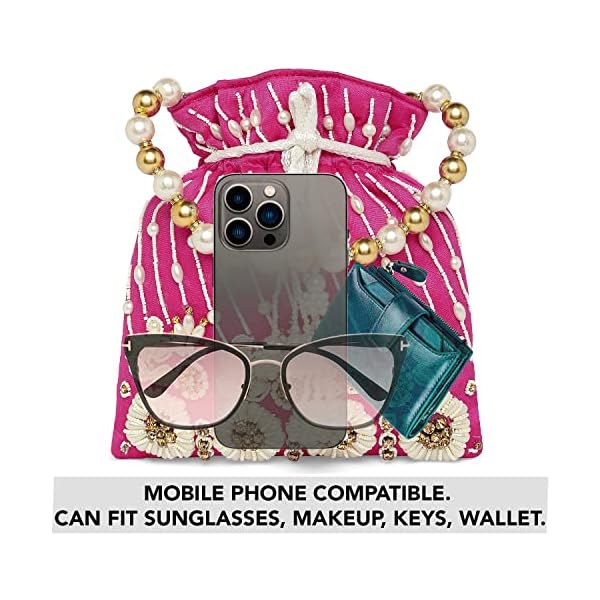 Peora Rose Gold Potli Purse for Women Handmade Evening Handbag Stylish Bridal Fashion Wristlet Bag for Girls - Image 8
