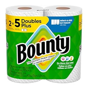 Bounty Paper Towels Select-A-Size, White, 2 Double Plus Rolls = 5 Regular Rolls