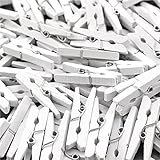 CleverDelights 1 1/8' White Mini Wood Clothespins - 50 Pack