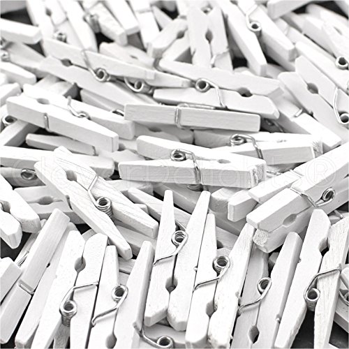 Cleverdelights 1 1/8" White Mini Wood Clothespins - 50 Pack #TOP15