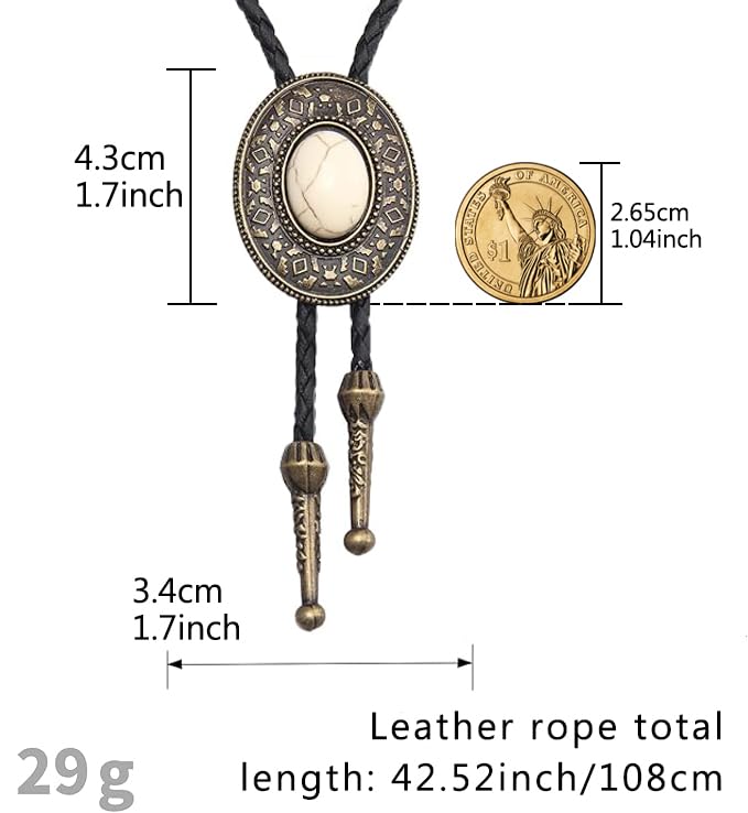 Image of GelConnie Native American Bolo Tie Rodeo Cowboy Leather Necktie Western Necklace Costume Accessories for Men,Women