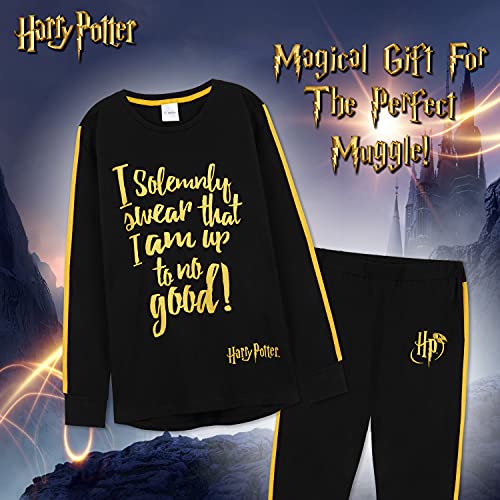 Harry-Potter-Schlafanzug-Damen-Lang-Pyjama-Damen-Karte-des-Rumtreibers-Nachtwaesche-Damen-mit-Tasche
