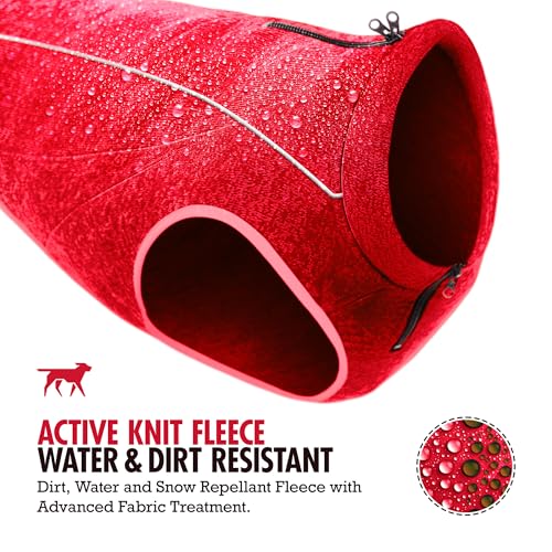 Image of Insulated Fleece Sweater for Dogs | Lightweight Warm Dog Vest | Zipper Port for Harness | Cold Weather Winter Jacket | Rain Snow Repellant Coat | Adjustable for Small Medium Large Girl Dogs (Red /L)