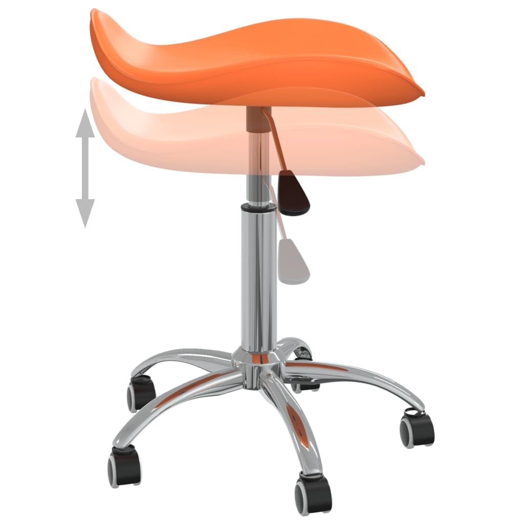 Friseur Rollhocker Kunstleder Orange, höhenverstellbar, drehbar, mit 5 Rollen, 44x44x46-57 cm, ergonomisch für Salon, Frisierstuhl, Kosmetik, Barber, Arbeitsstuhl