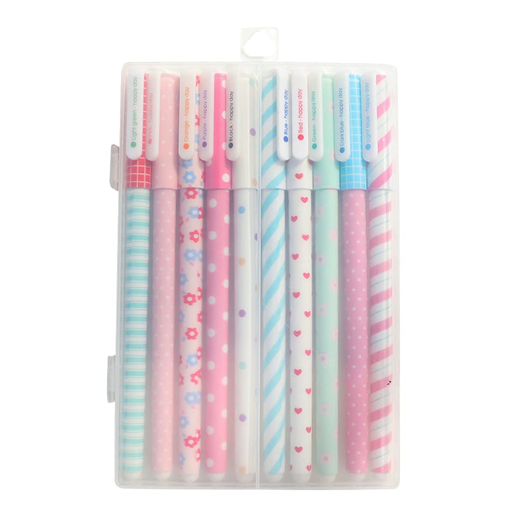JEJO 10 Pack Fancy Nice Colorful Gel Pen Sets Refillable Gel Pen 0.5Mm Fine Point Regular Refills For Journaling Planner,Drafting Tools,Colorful-C