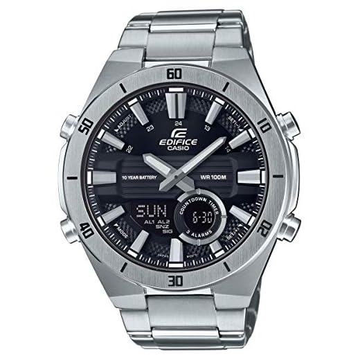 Casio EDIFICE Reloj en caja sólida, 10 BAR, Negro, para Hombre, con Correa de Acero inoxidable, ERA-110D-1AVEF