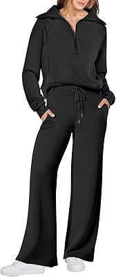 ANRABESS Women 2 Piece Outfits 2025 Fall Fashion Airport Wide Leg Pants Lounge Set Leisure Travel Vacation Clothes Sweatsuits