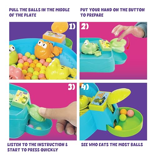 Image of Toymagic Hungry Feed Me Frog Game with 32 Beans|Eat The Beans|Hungry Frog Game for Kids|4 Player Family Party Board Game|Press The Frog|Collect More Beans|Best Birthday Gift for Kids 4+|-Multicolor
