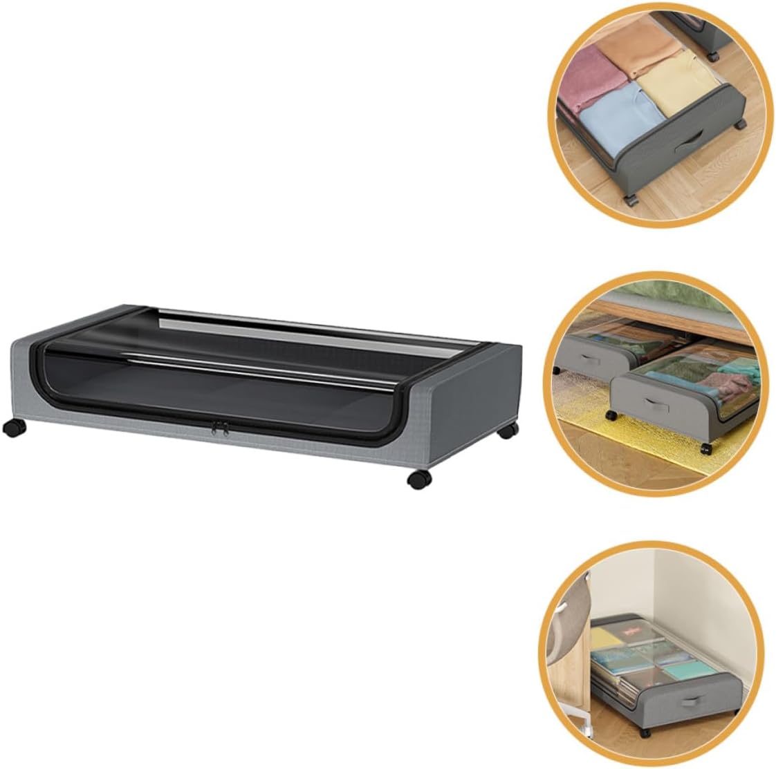 Under Bed Storage Cart with Wheels Large Capacity Breathable Organizer Box for Clothes Bedding Non-woven Iron PVC Material Easy to Move and Clean