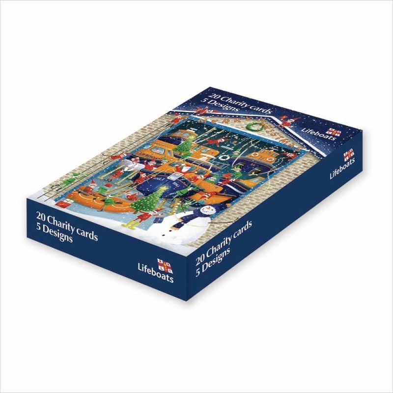 Lifeboats RNLI Charity Christmas Cards Box 20 Assorted Sizes - 5 Designs Xmas