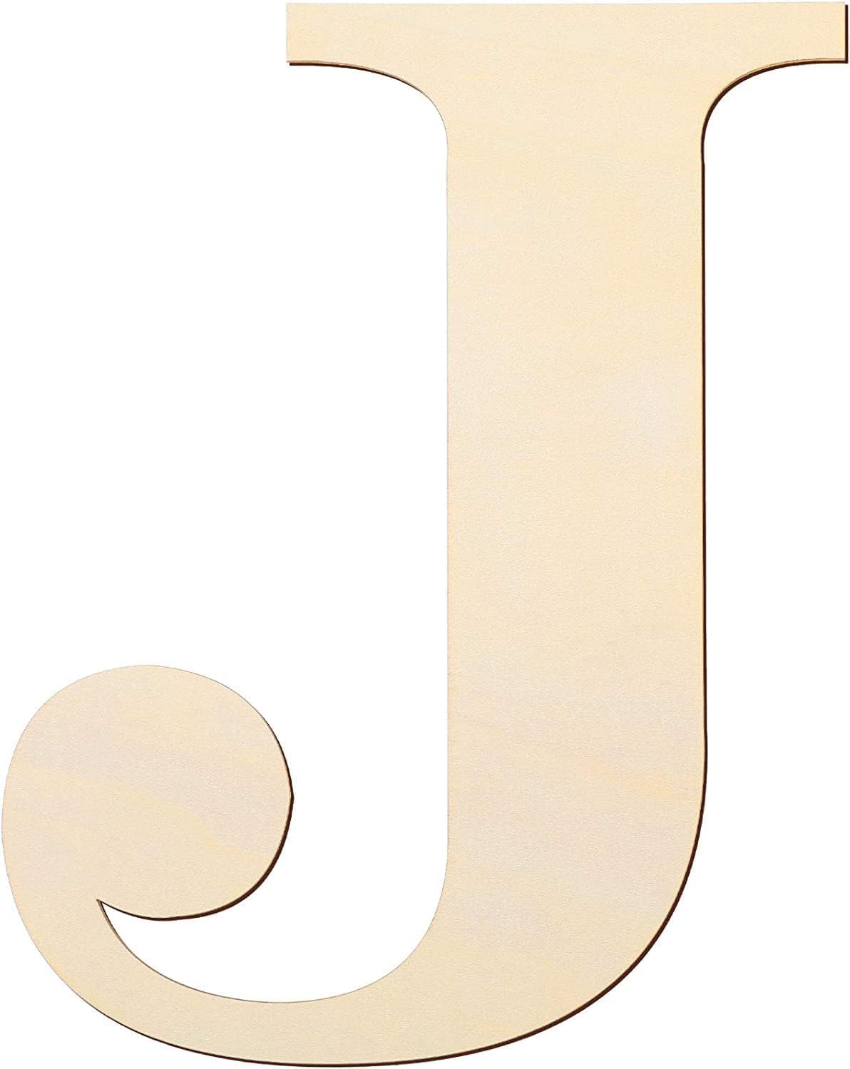 YRONTY 12 Inch Wooden Letters J, 1/5 Inch Thick Blank Unfinished Wood Letter Wooden Sign Board for Painting, Craft and Home Wall Decoration