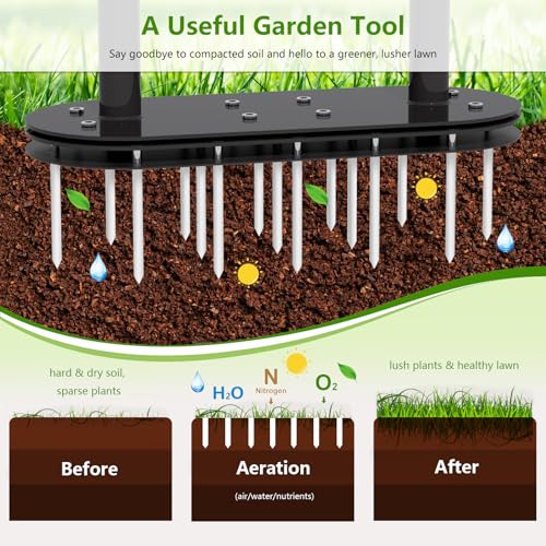 image for Onadak Lawn Aerator Spike Metal Automatic Dethatching Soil Aerating La