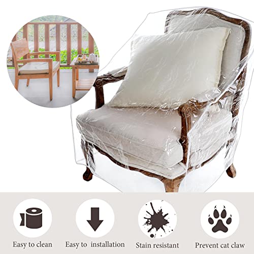 8 Packs Plastic Patio Chair Cover Outdoor Furniture Cover Waterproof Dust Proof Dining Chair Cover Sturdy Couch Cover Armchair Cover Pvc Heavy Duty Sofa Slipcover For Moving And Long Term Storage #TOP1