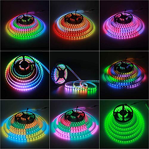 Alitove Ws2812B Individually Addressable Led Strip Light 5050 Rgb 16.4Ft 300Leds Pixel Flexible Lamp Tube Waterproof Ip67 Black Pcb 5V & Sp110E Led Bluetooth Controller & 5V 15A Power Adapter #TOP2