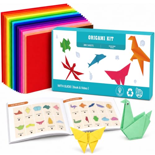 Origami Paper Kit with Book, 200 Sheets