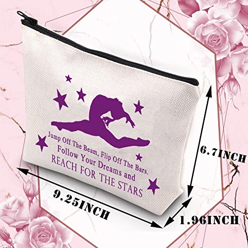 BDPWSS Gymnastics Makeup Bag For Women Girls Gymnast Inspirational Gift Gymnastic Coach Gift Jump Off The Beam Flip Off The Bars Follows Your Dreams And Reach For The Stars Gift (Jump off the beam)