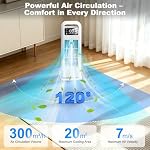 Portable Air Cooler, 4 in 1 Air Conditioner 1200ML Evaporative Air Cooler with Remote Control, 120° Oscillating 4 Speeds 12H Timer Mist Spray Tower Fan for Home Office (Glacier White)