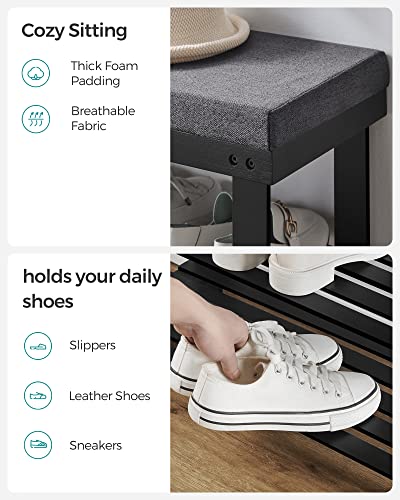 Songmics ULBS604B01 Bamboo Shoe Bench, 3-Tier Shoe Rack thumb #5