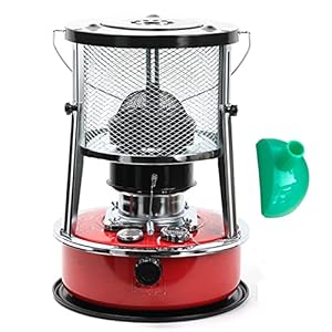 Kerosinekachel voor binnen, 2600 W olieverwarming met trechter, draagbare campingkachelverwarming, kleine terrasverwarming voor tuin balkon, groen (rood)