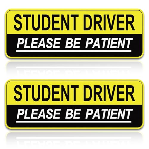 2pcs Student Driver Magnet for Car Safety Warning Be Patient New Driver Sticker-Colorful Eflective Weather Resistant Bumper Sticker Magnetic Reflective Rookie Drive (Yellow)