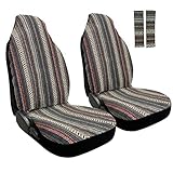 Boho Car Seat Covers for Front Seats, 2 Pack Black Stripe Blanket Baja Seat Covers for Auto Truck...