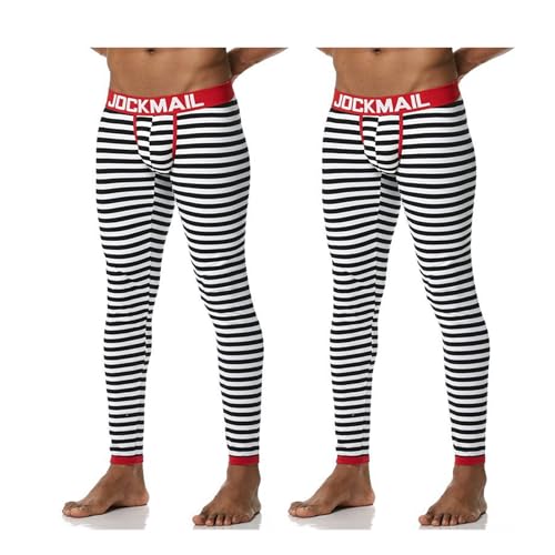 JOCKMAIL Men's Thermal Underwear Pants Men’s Cotton Underwear Thermal Leggings Base Layer Bottoms (US, Alpha, Large, Regular, Regular, Red1+Red1)