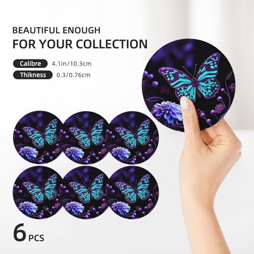 Dessous de verre en céramique violet avec base en liège et support - 4