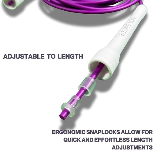 Miniatura 6 de Elevate Rope Cuerda de velocidad profesional  Cuerda de saltar ajustable de 9.8 ft, PVC de 0.197 in con núcleo de nailon para cardio, doble bajo y