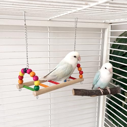 Image of Bird Swing Conure Toys, Parrot Climbing Hammock for Parakeet, Lovebird, Budgie, Cockatiel, Conure, Small Birds
